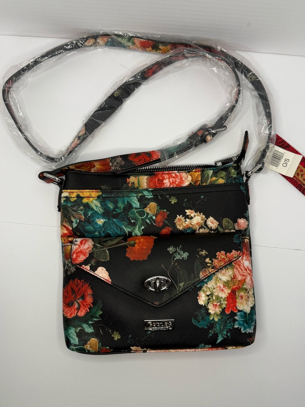 Carlos by Carlos Santana Black Floral Crossbody Bag